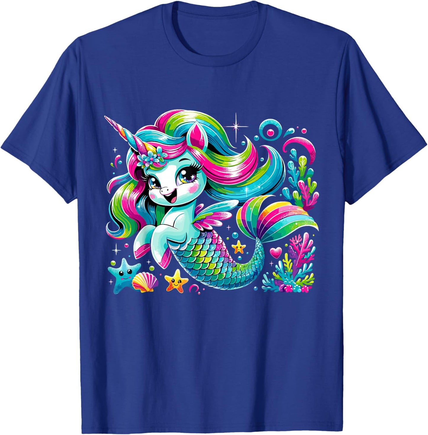 Cute Unicorn Mermaid Mermicorn T-Shirt - T-Shirt | Royal