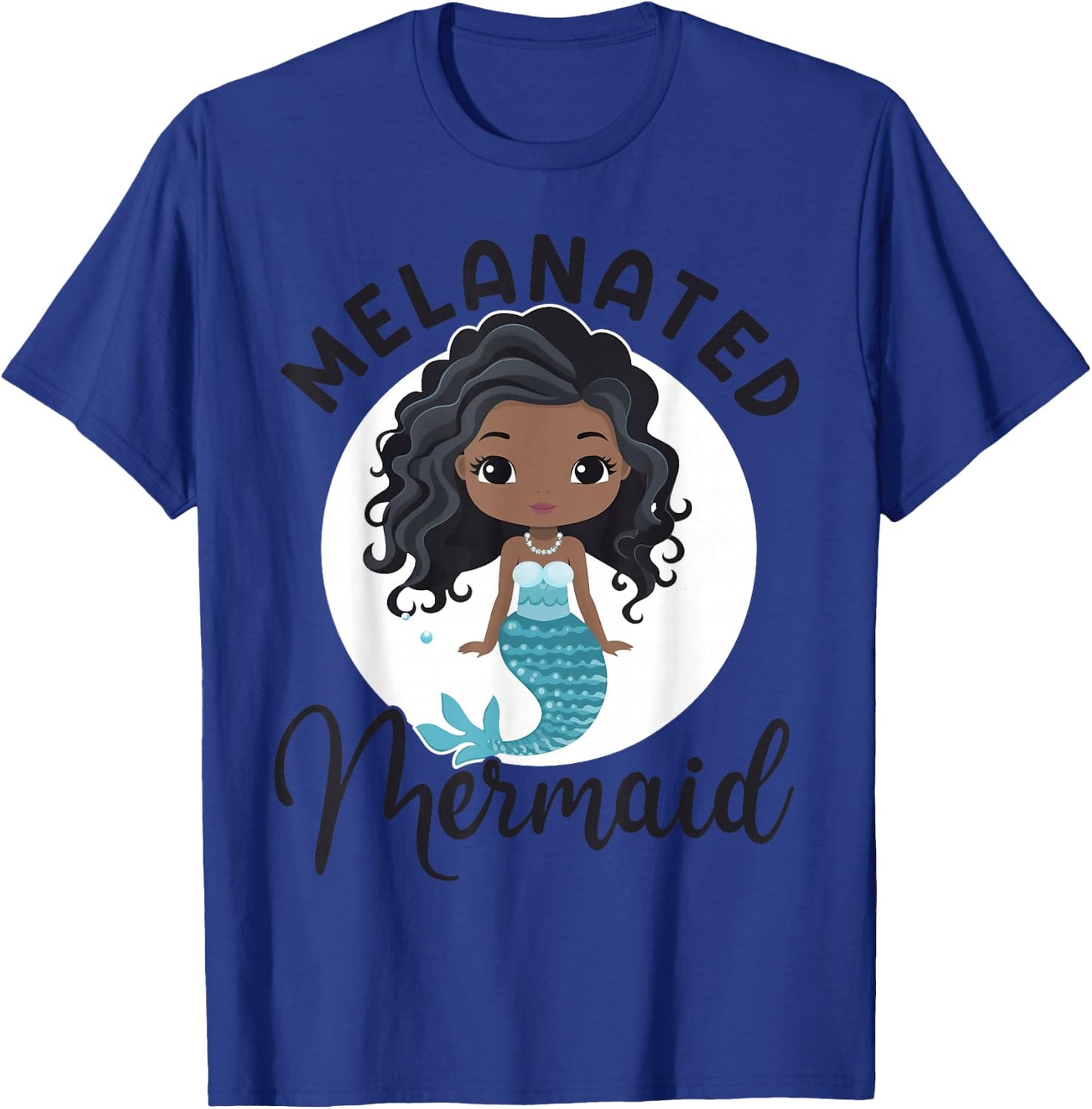 Melanated Mermaid Black African American Mermaid For Girls T-Shirt - T-Shirt | Royal