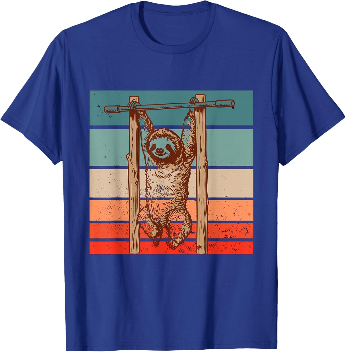 Sloth on Pull-up Bar Fitness Sloth Hanging out Fitness Gym T-Shirt - T-Shirt | Royal