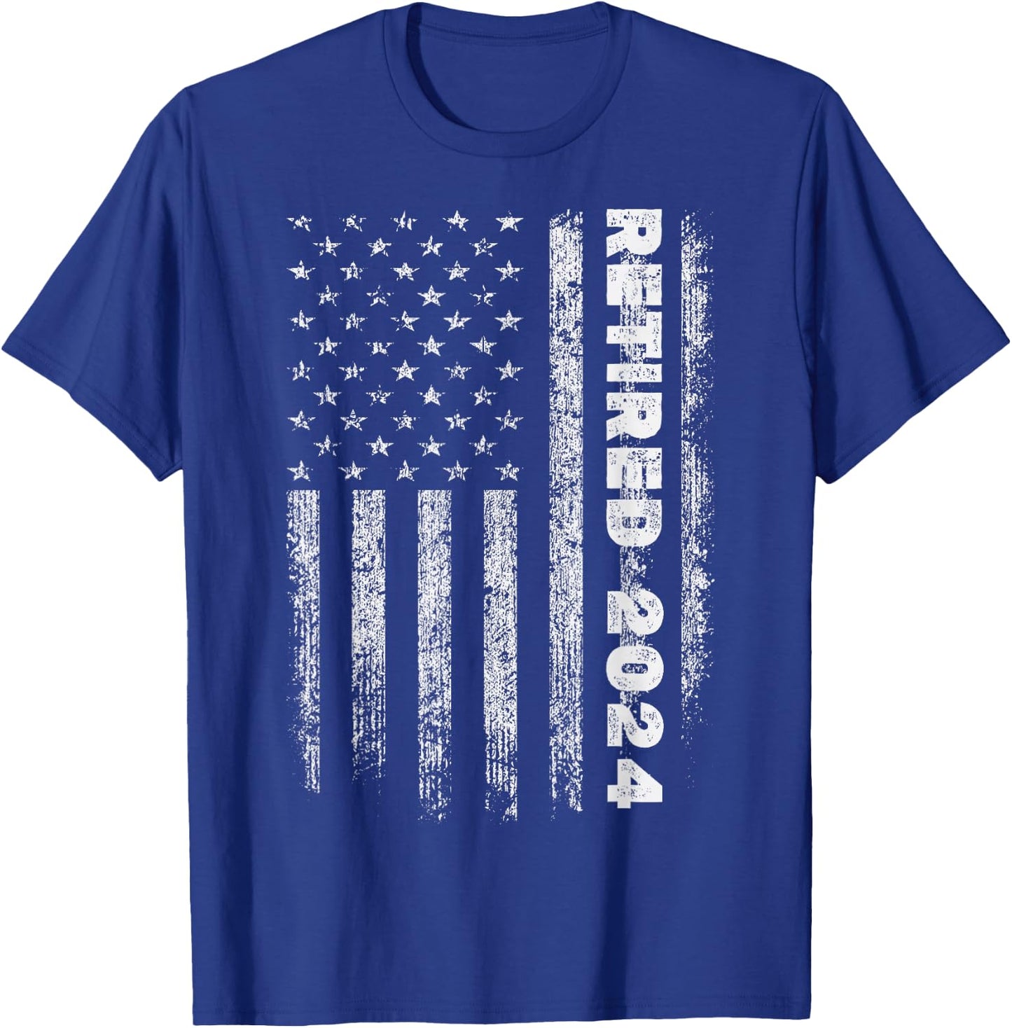 Retired 2024 us american flag for retirement and pensioner T-Shirt - T-Shirt | Royal