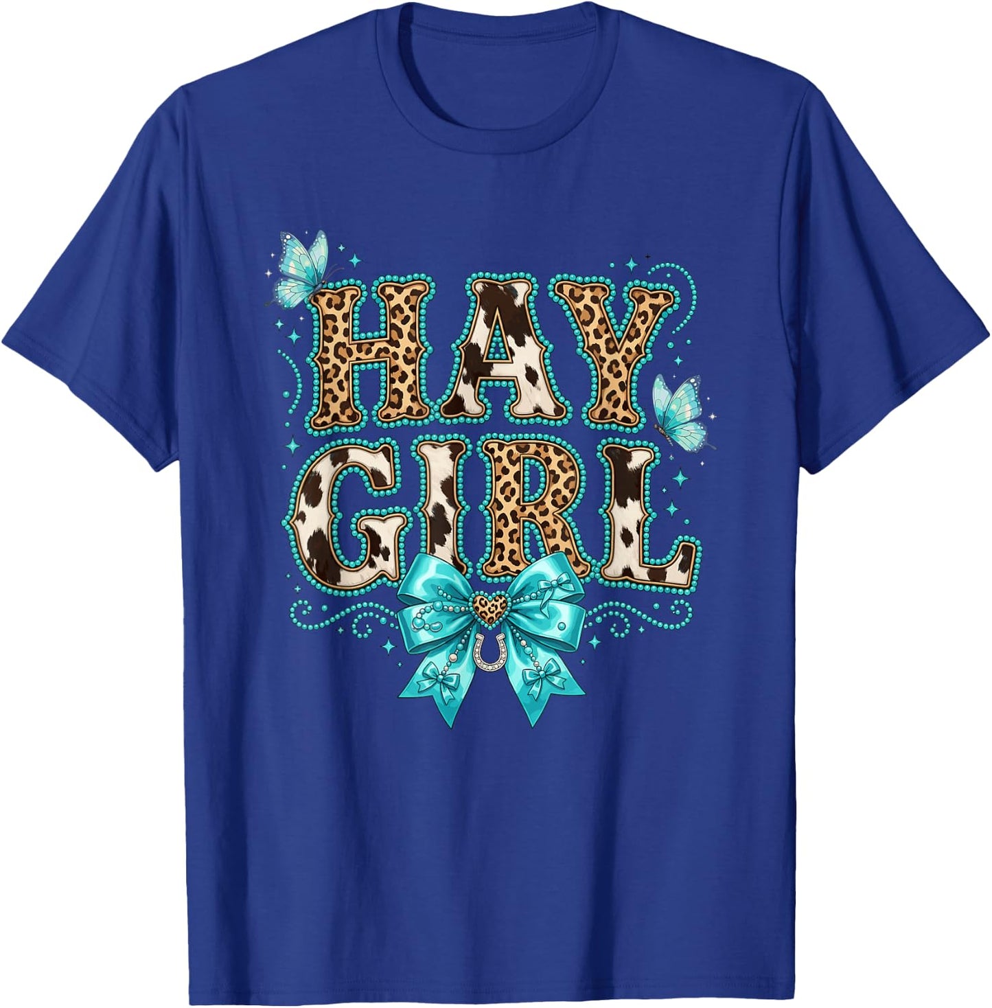 Cowgirl Leopard Cow Print T-Shirt - T-Shirt | Royal