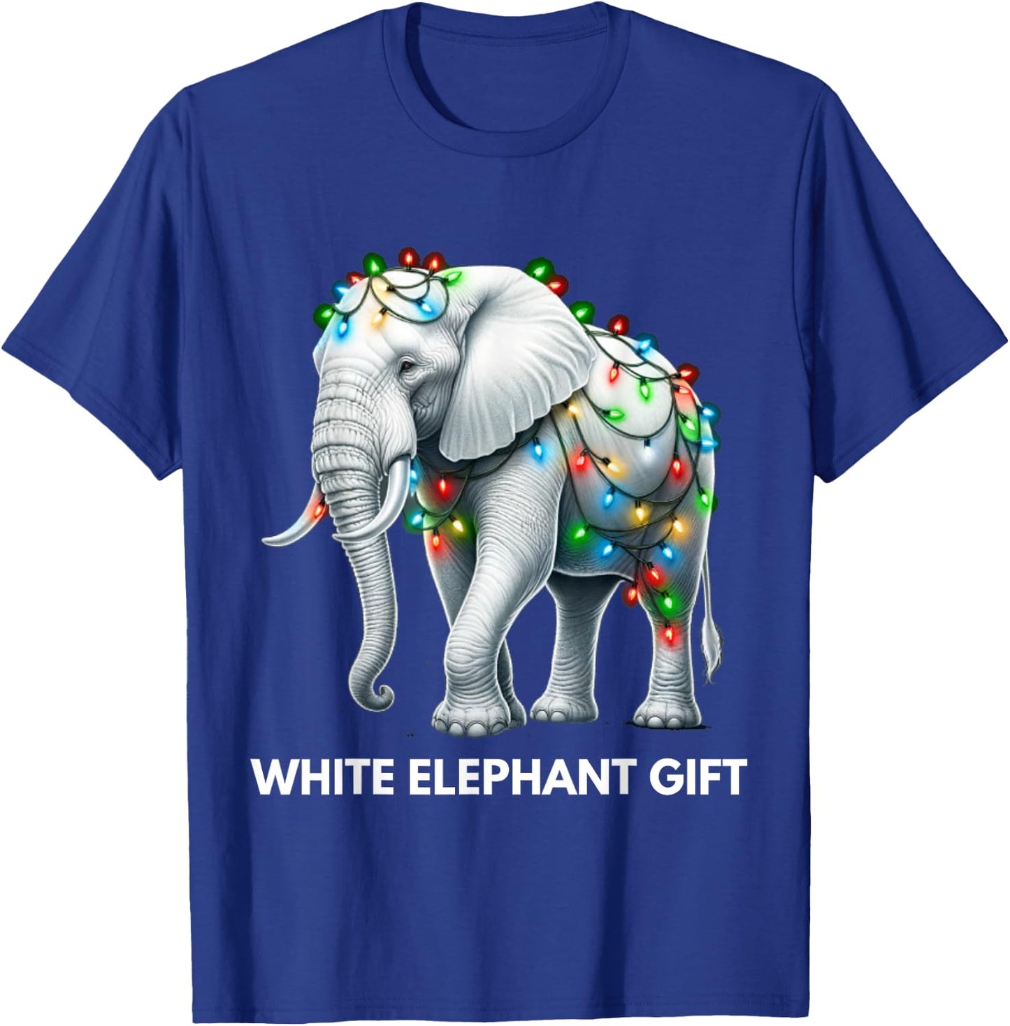 Funny White Elephant Gift Wrapped Elephant Dumb Gift T-Shirt - T-Shirt | Royal
