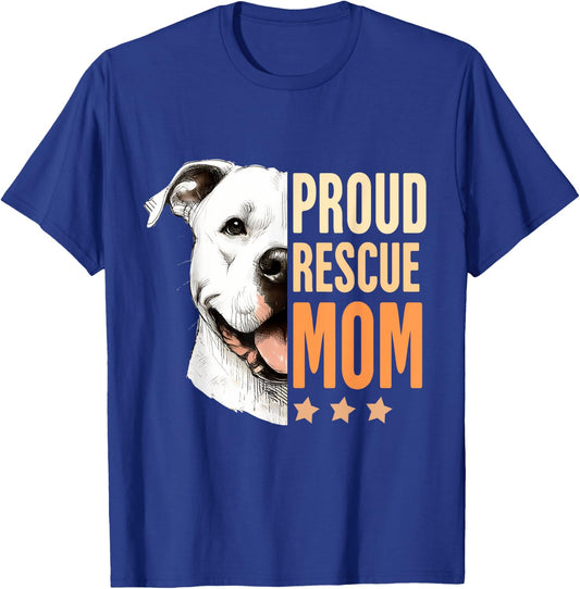 Pitbull Rescue Rescued Is My Favorite Breed Proud Rescue Mom T-Shirt - T-Shirt | Royal