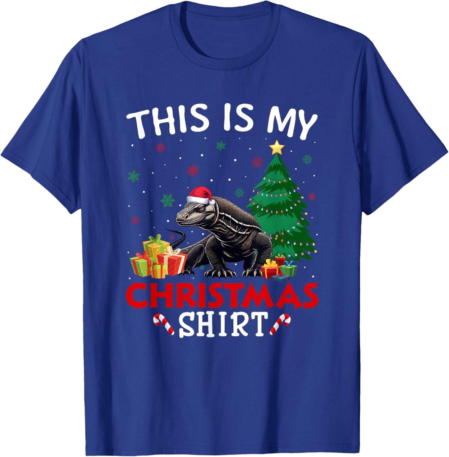 This is My Komodo Dragon Santa Hat Christmas Pajama T-Shirt - T-Shirt | Royal