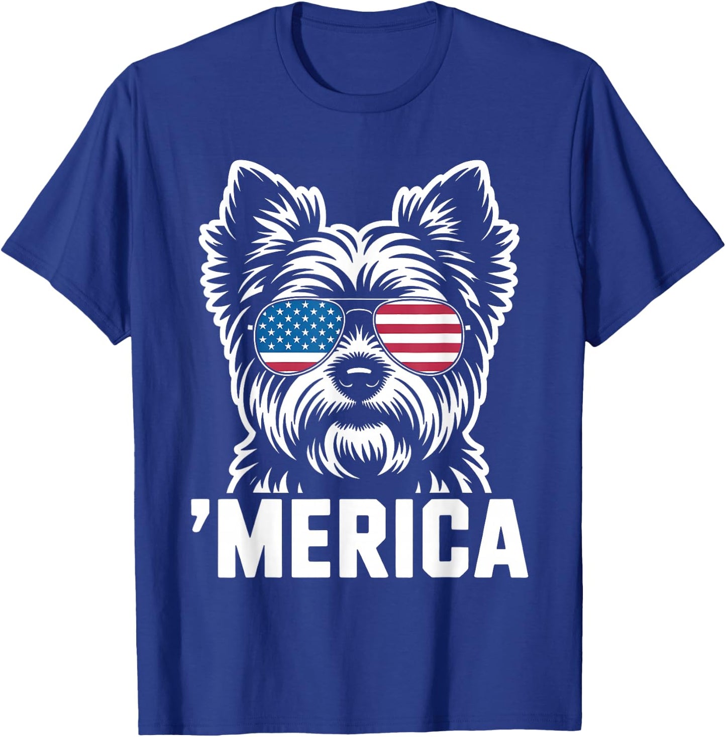 Patriotic USA American Flag 4th of July Yorkie T-Shirt - T-Shirt | Royal
