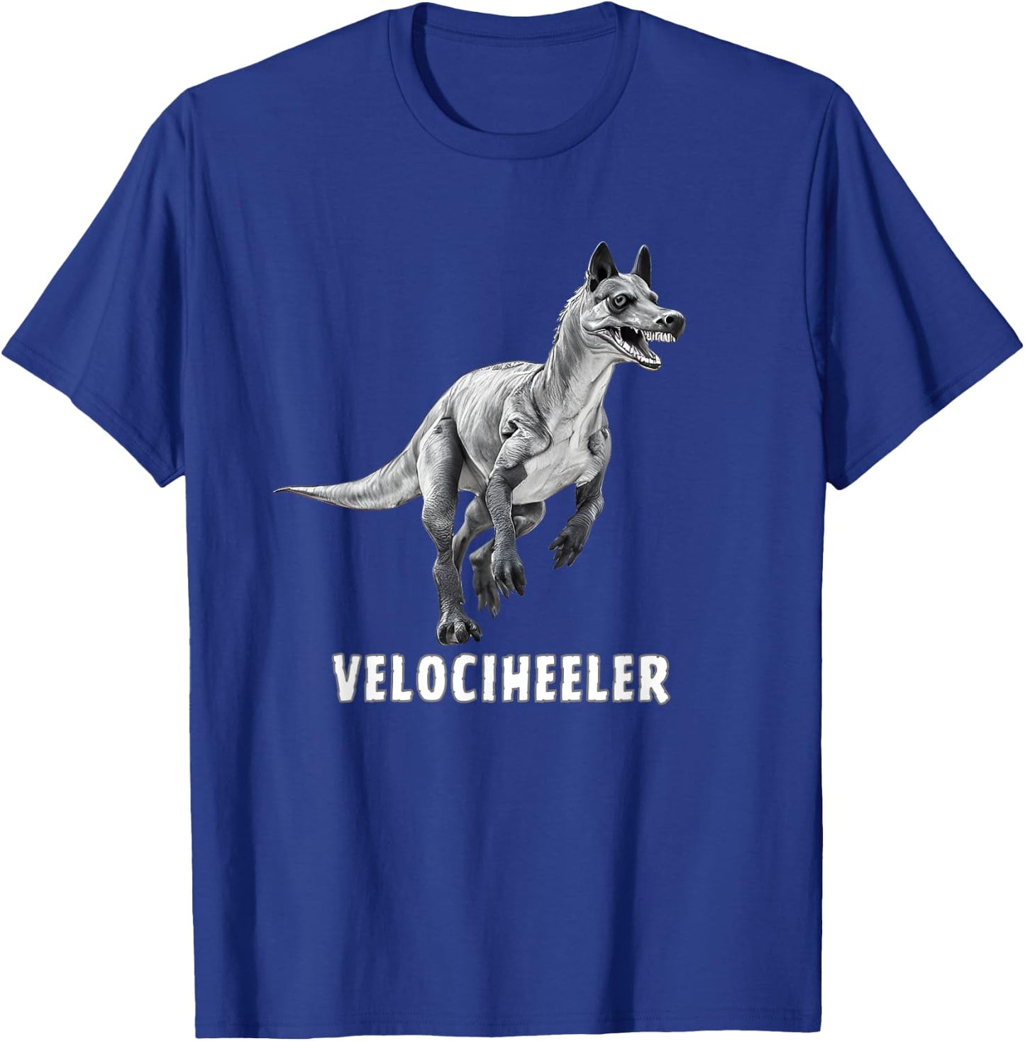 Velociraptor Australian cattle dog, red blue heeler dinosaur T-Shirt - T-Shirt | Royal