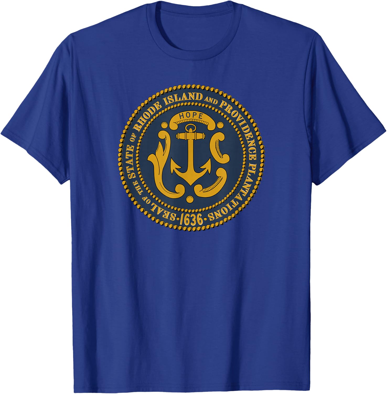 Rhode Island State Seal Flag T-Shirt - T-Shirt | Royal