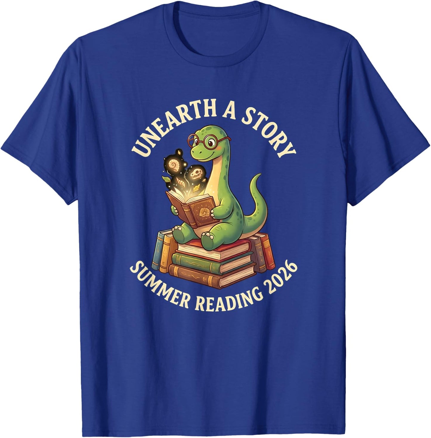 Unreath a Story Summer Library Reading 2026 Dinosaur Book T-Shirt - T-Shirt | Royal