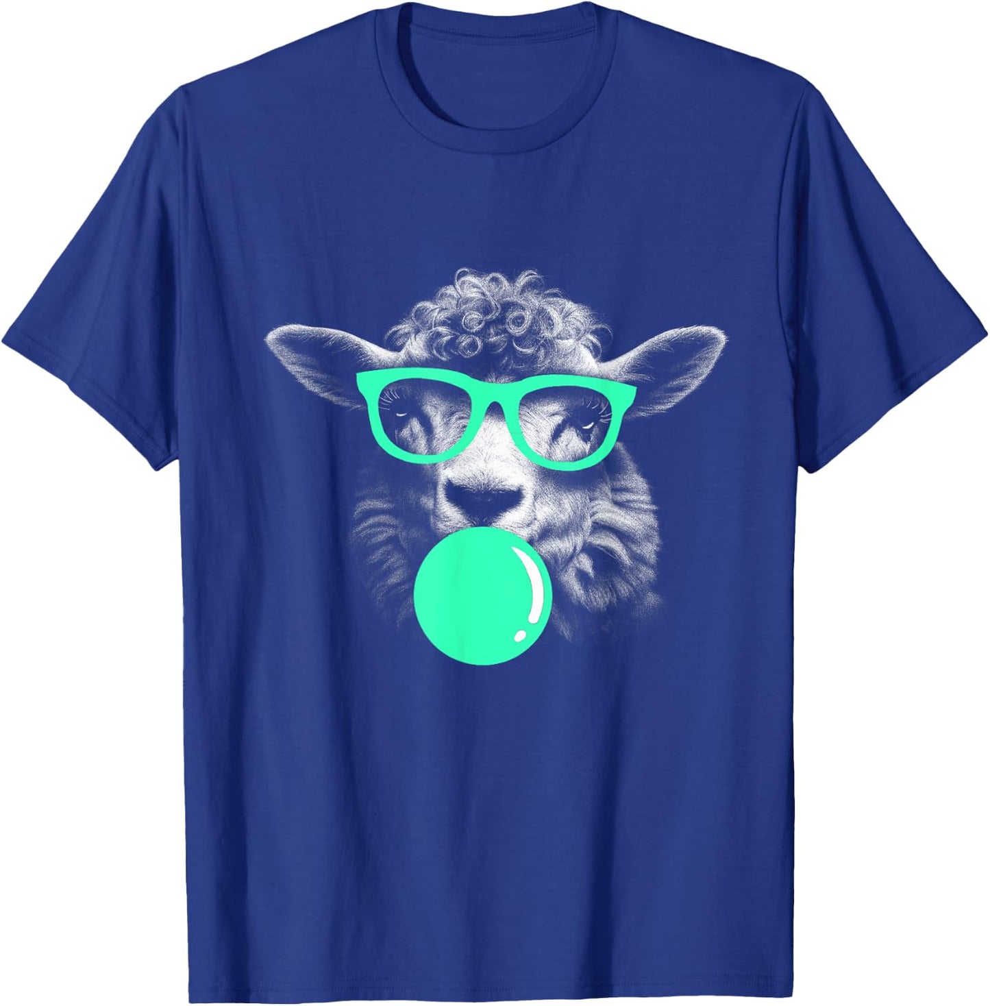 Sheep Funny Sunglasses Chewing Gum Fun cool shaggy green T-Shirt - T-Shirt | Royal