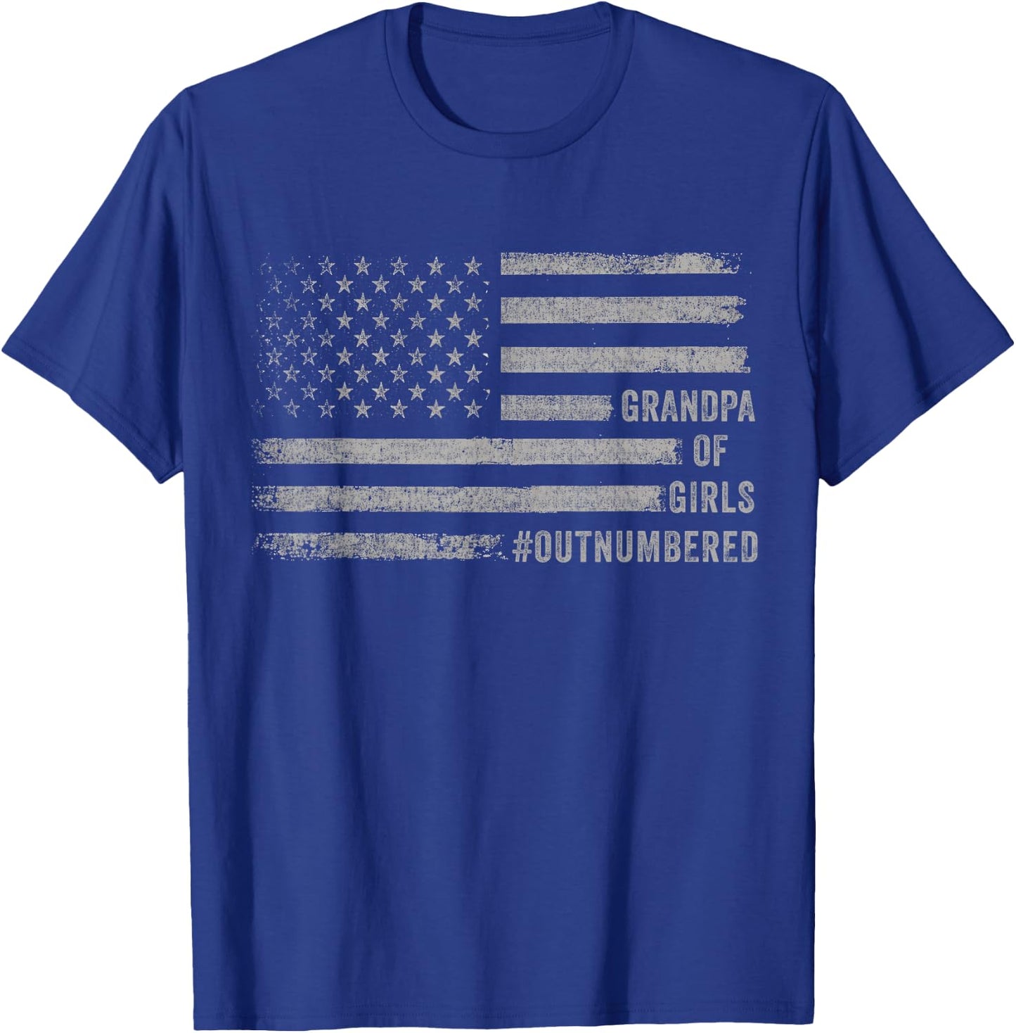 Father's Day Daddy & Grandpa of Girls Outnumbered US Flag T-Shirt - T-Shirt | Royal