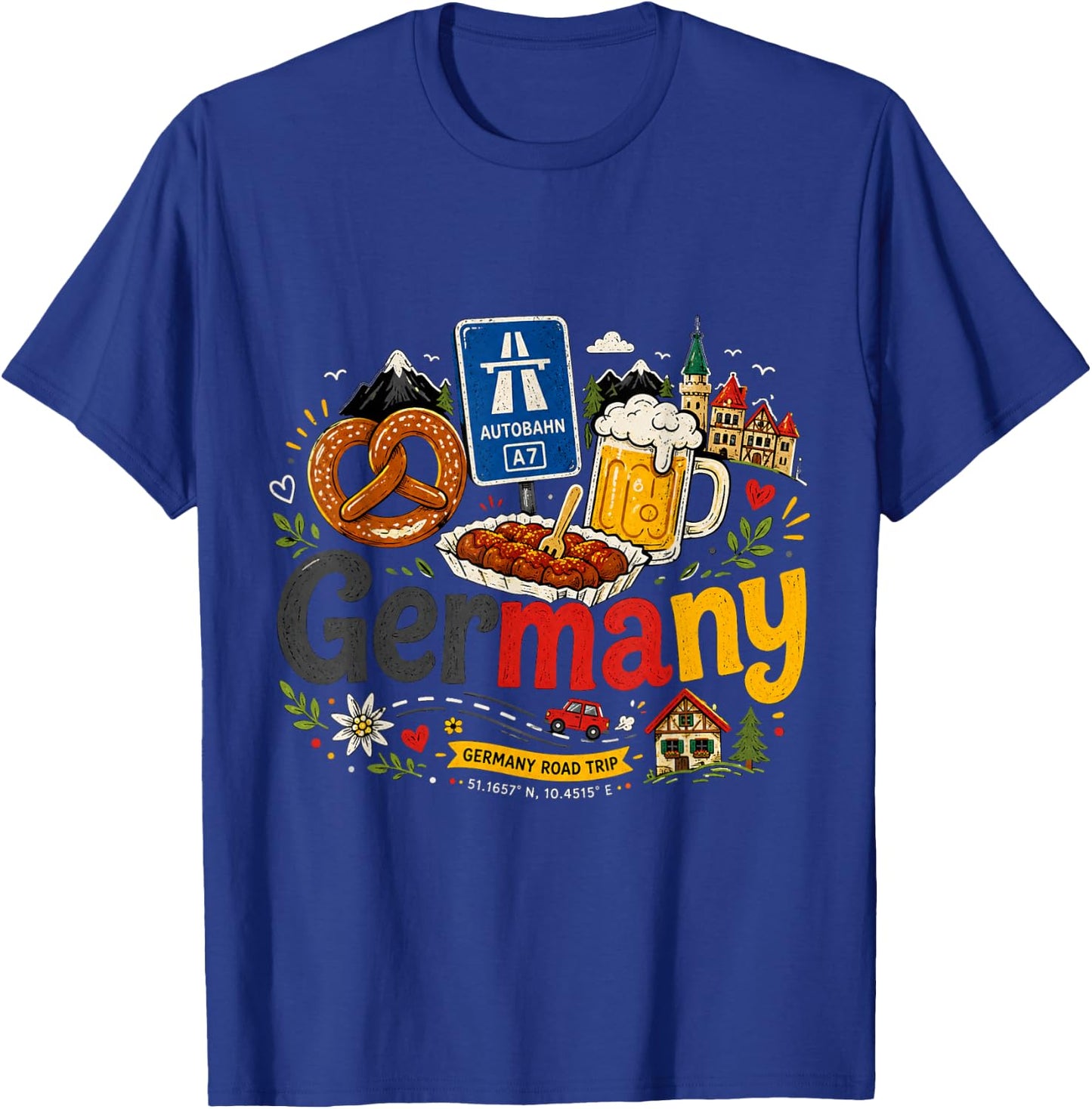Hand Drawn Germany Travel Souvenir Landmark Gift T-Shirt - T-Shirt | Royal