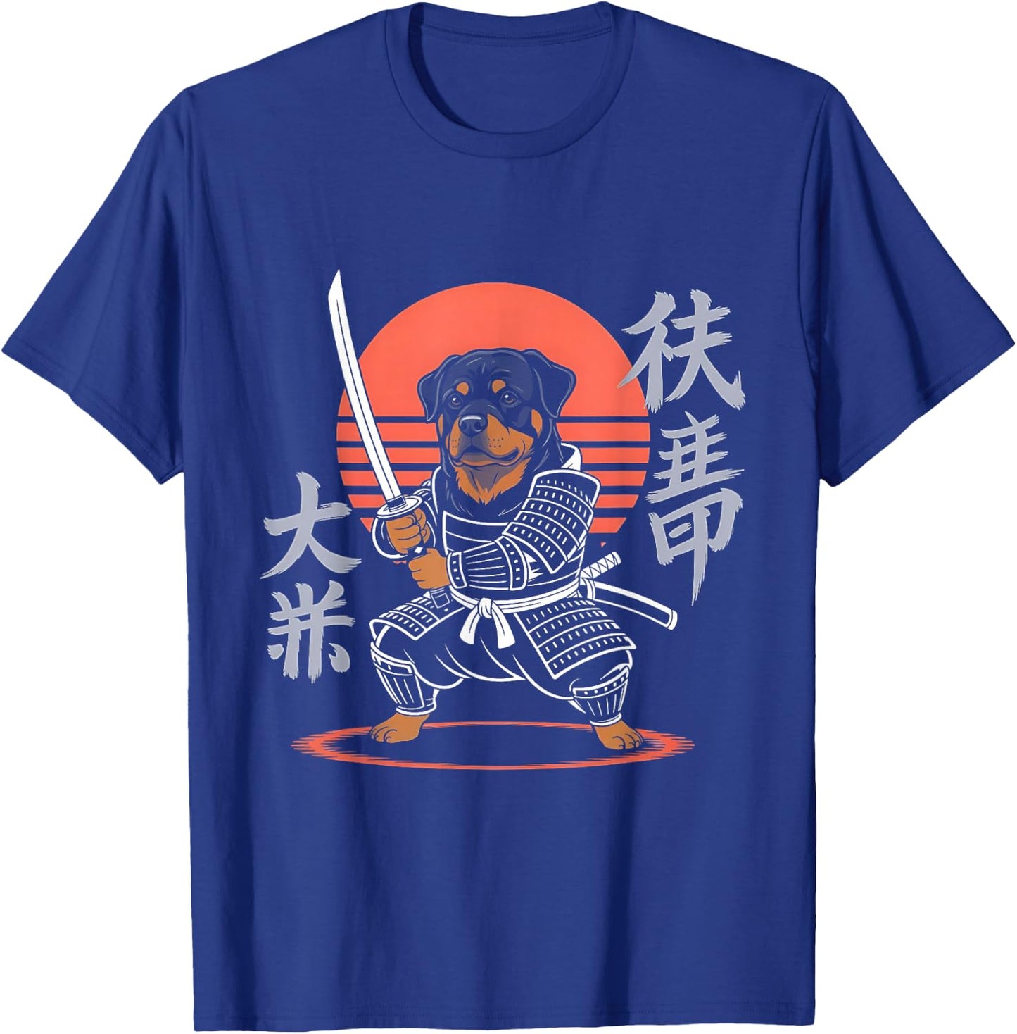 Funny Rottweiler Ninja Samurai Retro Anime Rottie Dog Lovers T-Shirt - T-Shirt | Royal