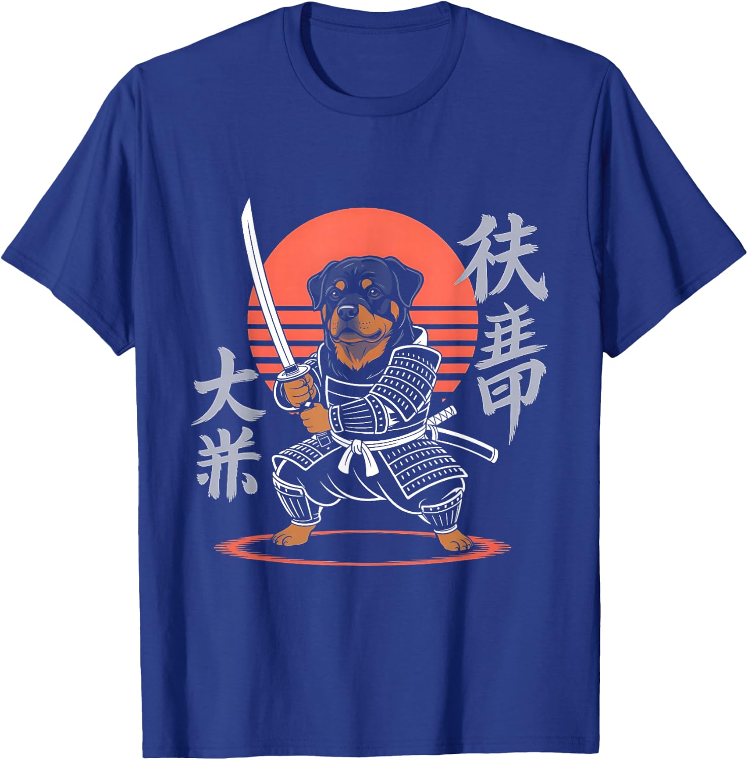 Funny Rottweiler Ninja Samurai Retro Anime Rottie Dog Lovers T-Shirt - T-Shirt | Royal
