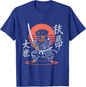 Funny Rottweiler Ninja Samurai Retro Anime Rottie Dog Lovers T-Shirt - T-Shirt | Royal