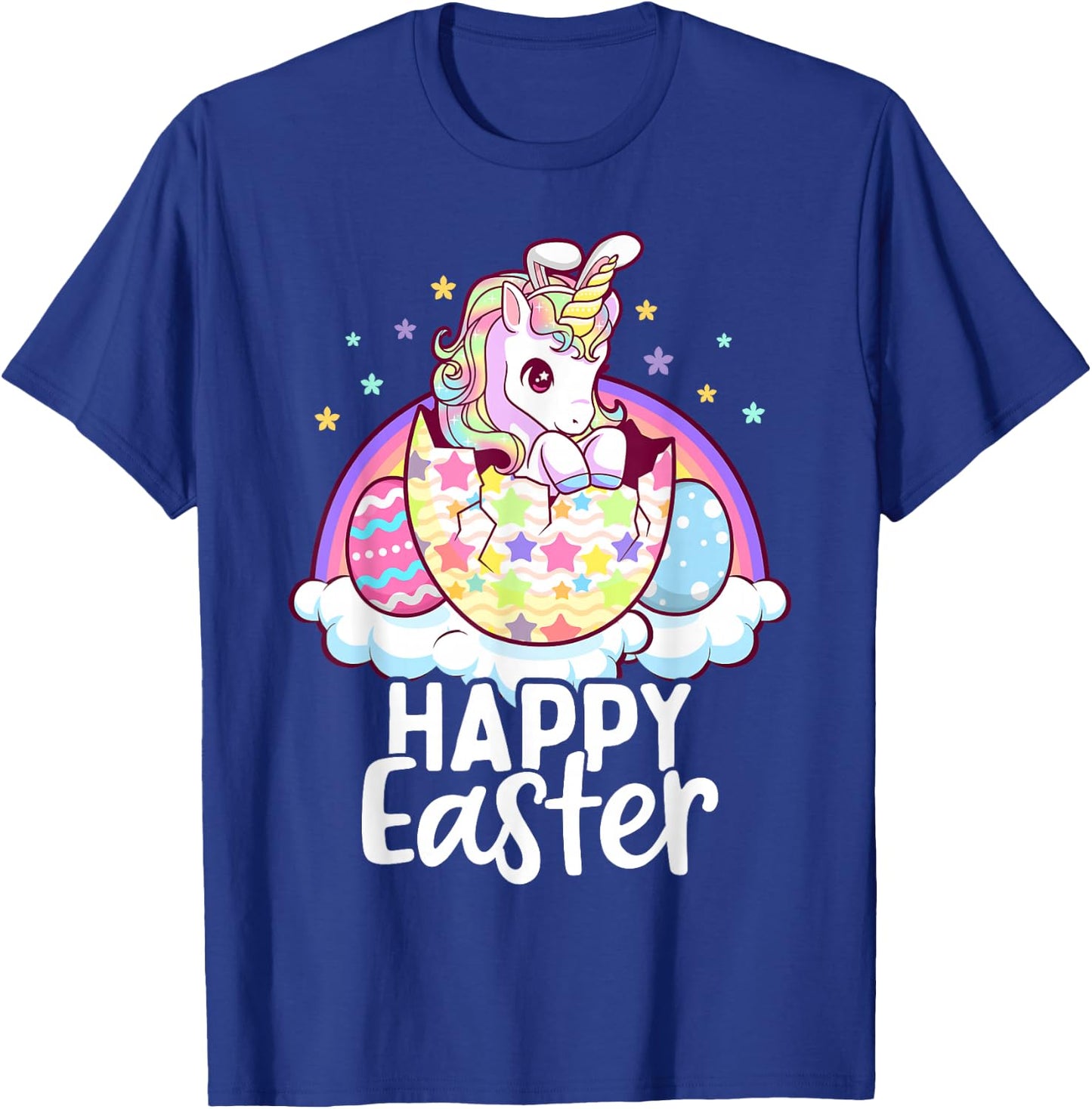 Happy Easter Unicorn Bunny Girls Kids Easter Eggs T-Shirt - T-Shirt | Royal