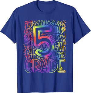 5th Grade Typography Back To School First Day of Fifth Grade T-Shirt - T-Shirt | Royal