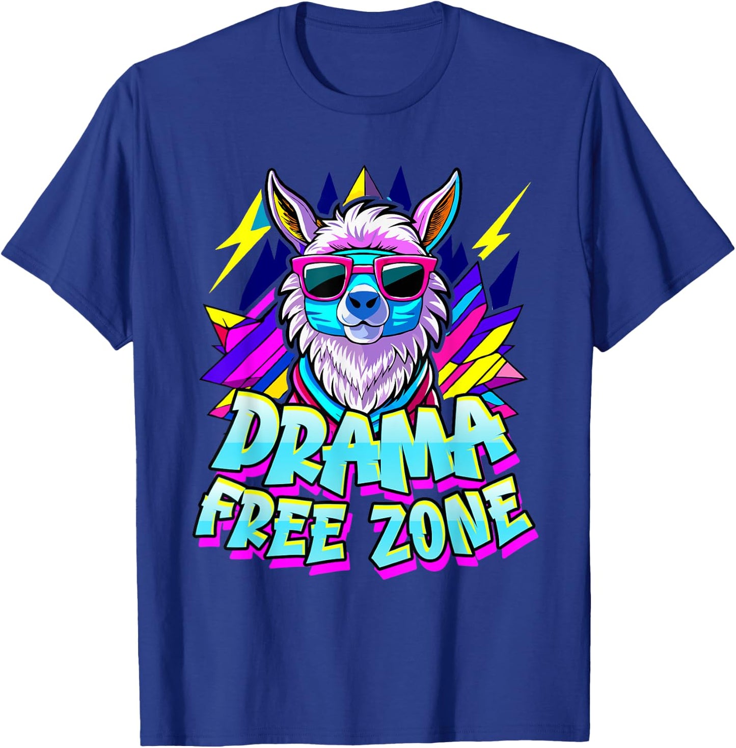 Alpaca Fan DRAMA FREE ZONE Funny Alpacas T-Shirt - T-Shirt | Royal