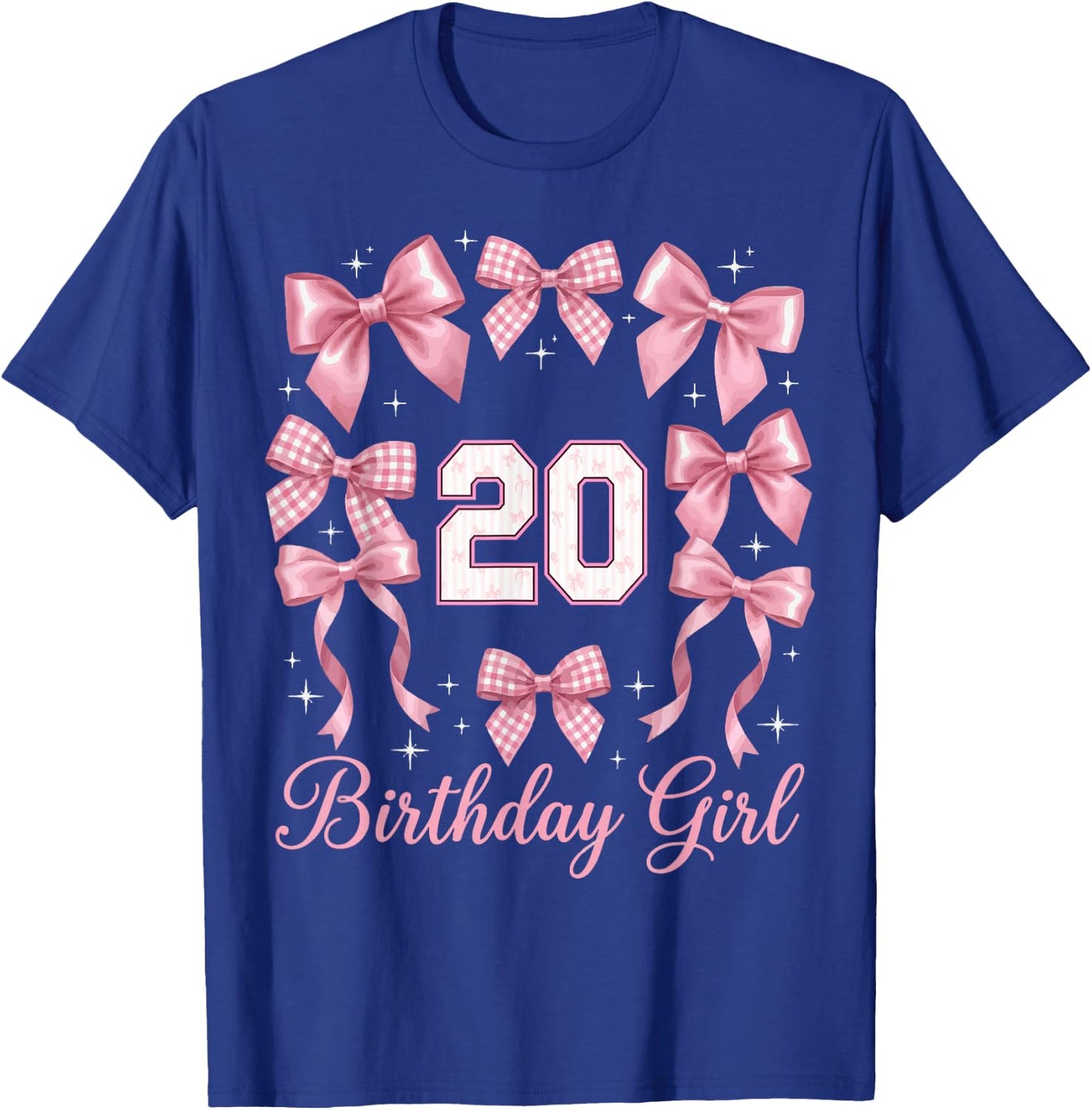 20th Birthday Shirt Women Coquette Bow 20 Year Old Birthday T-Shirt - T-Shirt | Royal