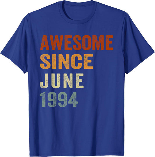 Retro Awesome Since June 1994 32 Years Old 32nd Birthday T-Shirt - T-Shirt | Royal