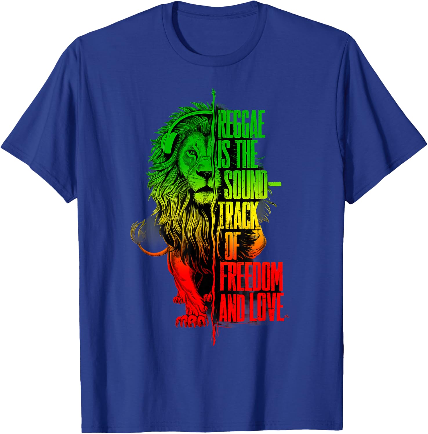 Rasta Reggae Lion Of Judah Reggae Musik-Kopfhörer T-Shirt - T-Shirt | Royal