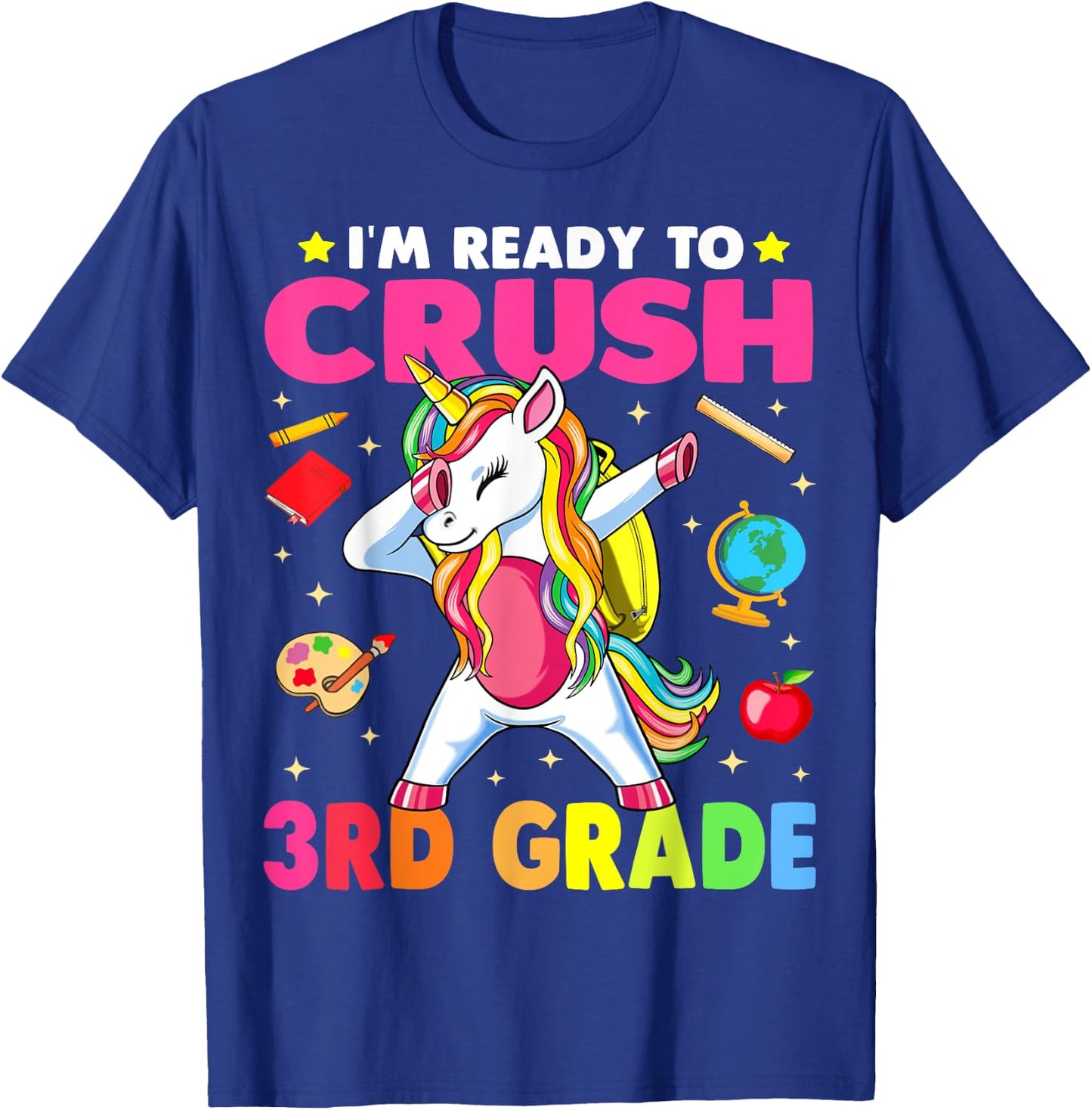 Crush 3rd Grade Dabbing Unicorn Back to School Girls Gift T-Shirt - T-Shirt | Royal