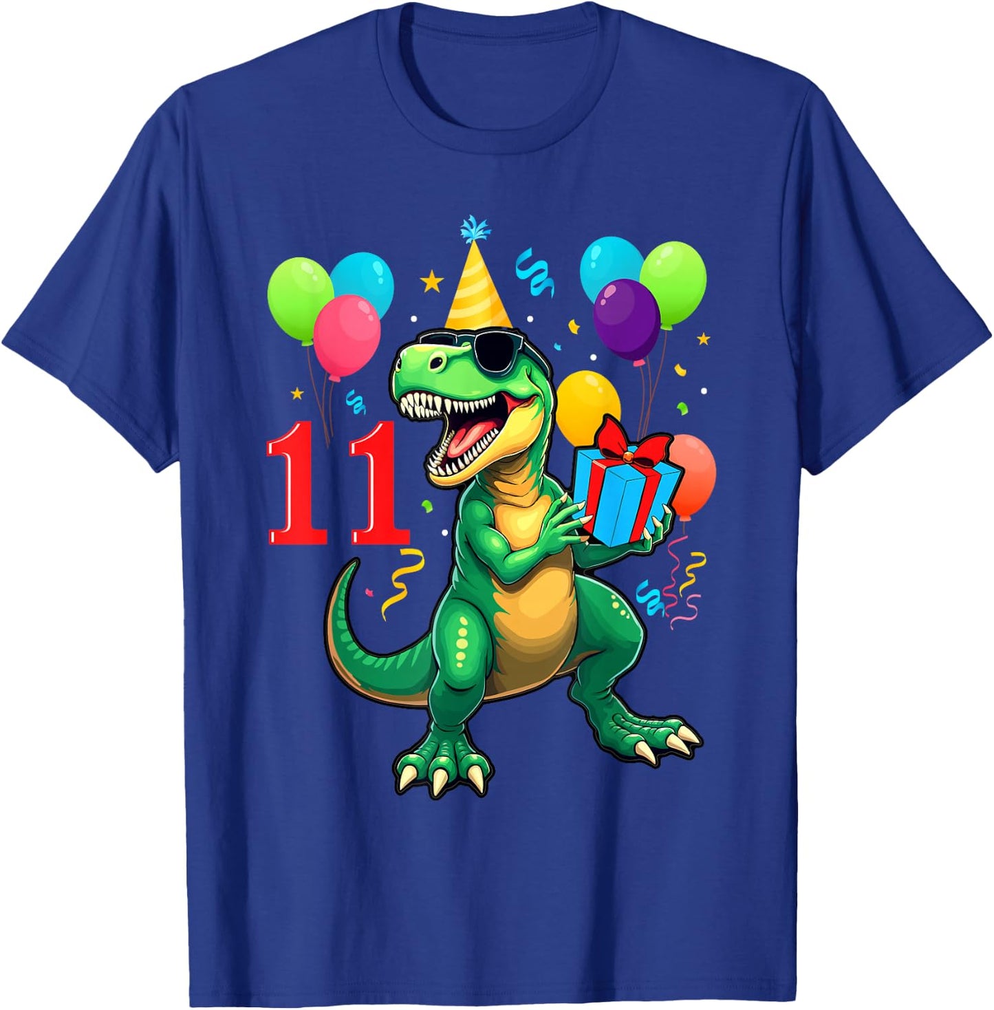 11th Birthday Shirt Boy Dinosaur Happy Bday T-rex Party Kids T-Shirt - T-Shirt | Royal