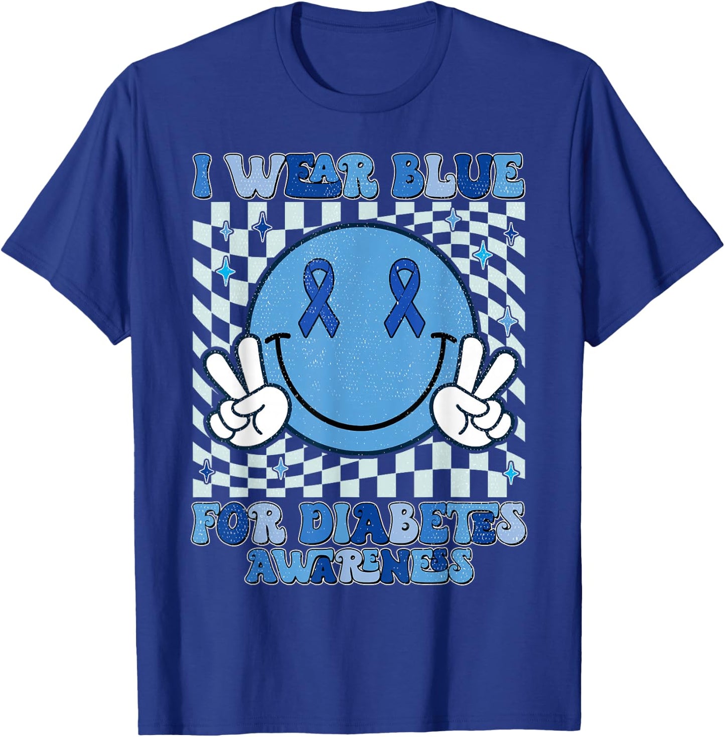 I Wear Ribbon Blue For Diabetes Awareness Women Men Kids T-Shirt - T-Shirt | Royal