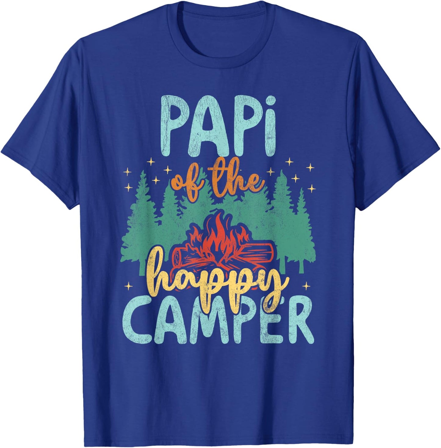 Papi of Happy Camper 1st Birthday Party Retro Papi T-Shirt - T-Shirt | Royal