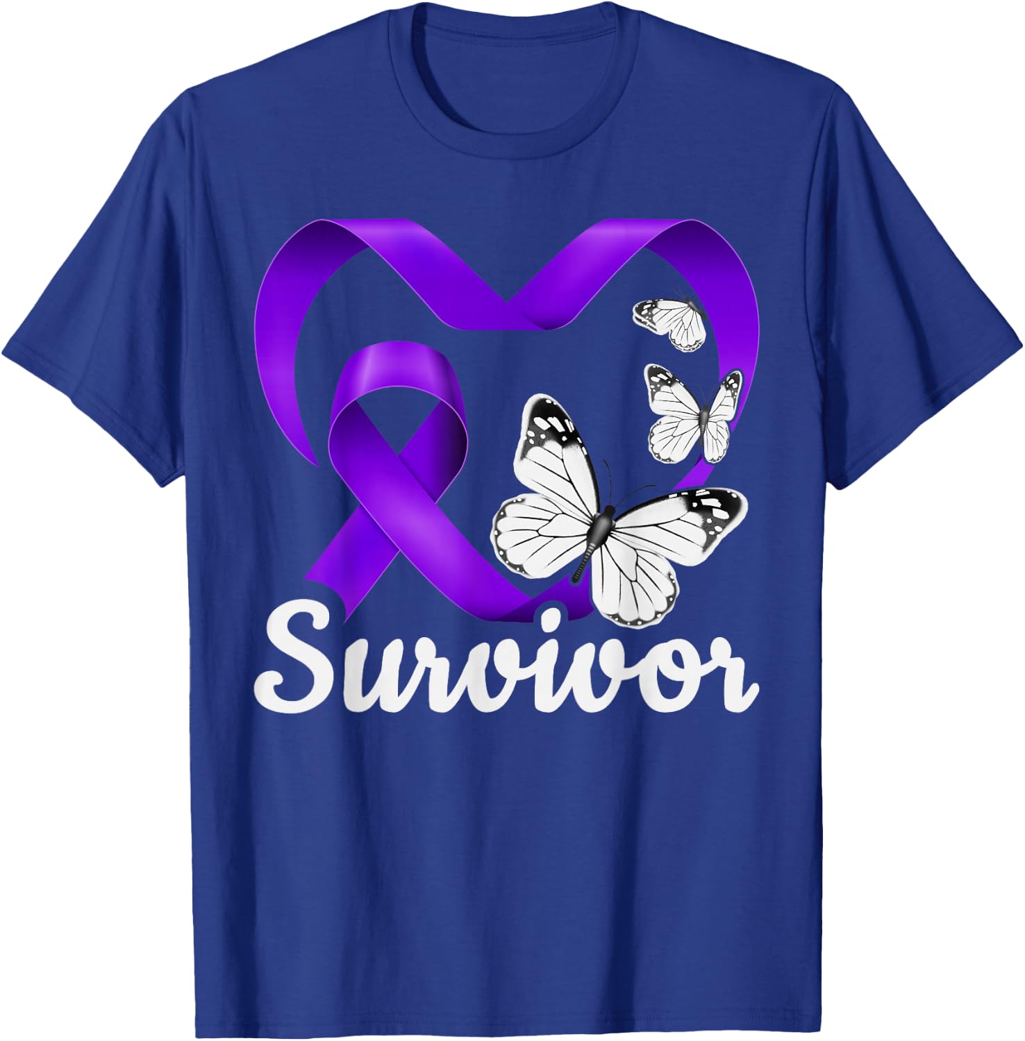 Domestic Violence Survivor Purple Heart Butterflies T-Shirt - T-Shirt | Royal