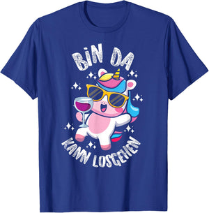 Bin Da Kann Losgehen Funny Cute Unicorn Girls Ladies Women's , black T-Shirt - T-Shirt | Royal