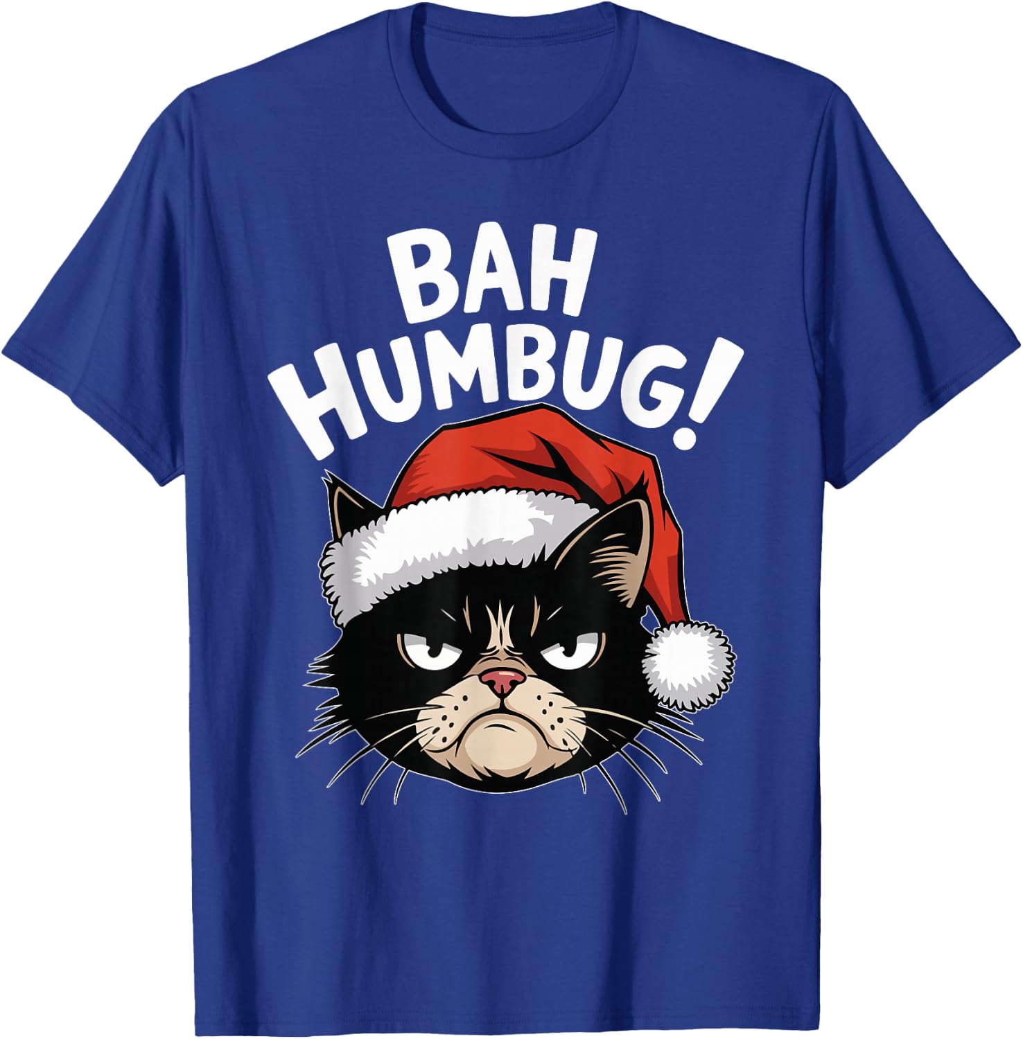 Bah Humbug Funny Bad Cat Christmas Hater Cat Lover Xmas T-Shirt - T-Shirt | Royal