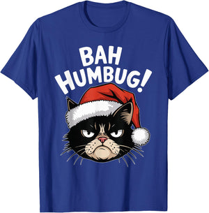 Bah Humbug Funny Bad Cat Christmas Hater Cat Lover Xmas T-Shirt - T-Shirt | Royal