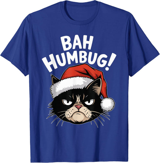 Bah Humbug Funny Bad Cat Christmas Hater Cat Lover Xmas T-Shirt - T-Shirt | Royal