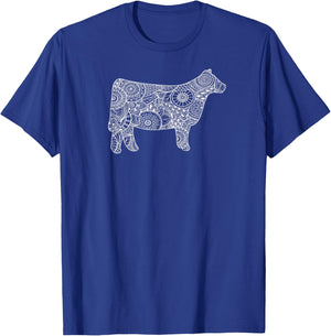 Cow Mandala Shirt - Trendy for Cattle Beef Livestock Show T-Shirt - T-Shirt | Royal