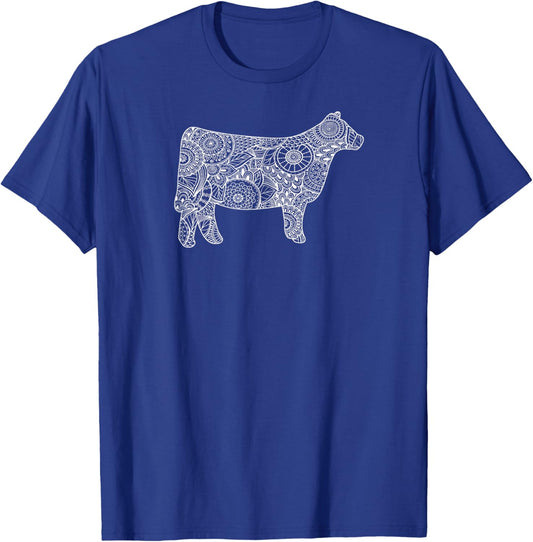 Cow Mandala Shirt - Trendy for Cattle Beef Livestock Show T-Shirt - T-Shirt | Royal