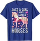Horse Just A Girl Who Loves Horseback Riding Farm Flower T-Shirt - T-Shirt | Royal