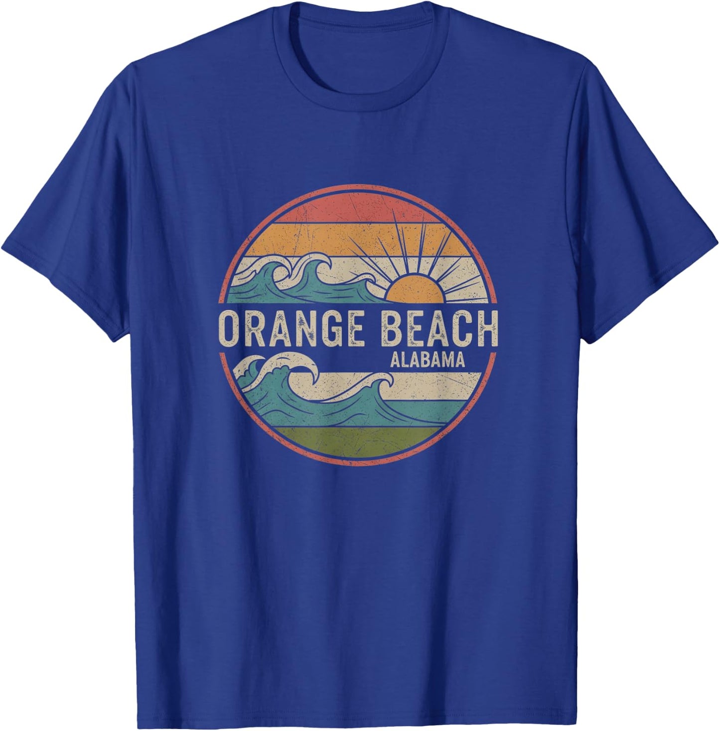 Retro Orange Beach Alabama Drawing Art Design T-Shirt - T-Shirt | Royal