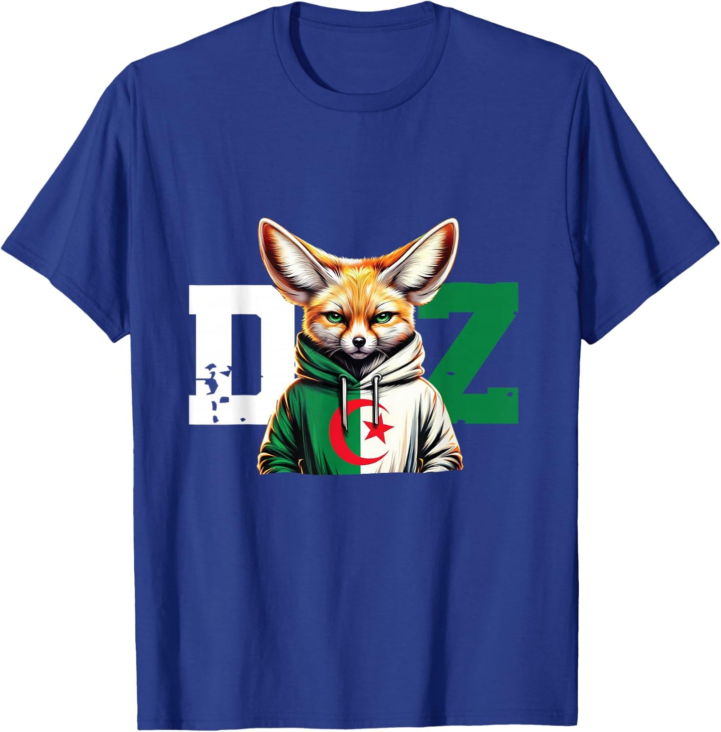 Fennec Algerian Flag Football Gift Jersey Dz , Black, S T-Shirt - T-Shirt | Royal