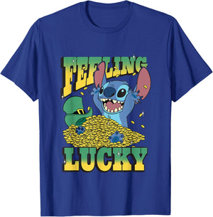 Disney Lilo & Stitch St. Patrick's Day Feeling Lucky Stitch T-Shirt - T-Shirt | Royal
