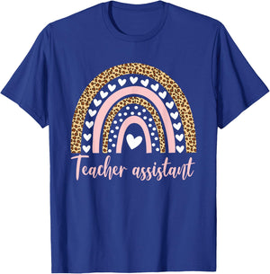 Teacher Assistant Rainbow Leopard Appreciation School T-Shirt - T-Shirt | Royal