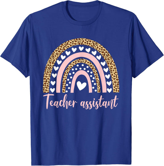Teacher Assistant Rainbow Leopard Appreciation School T-Shirt - T-Shirt | Royal