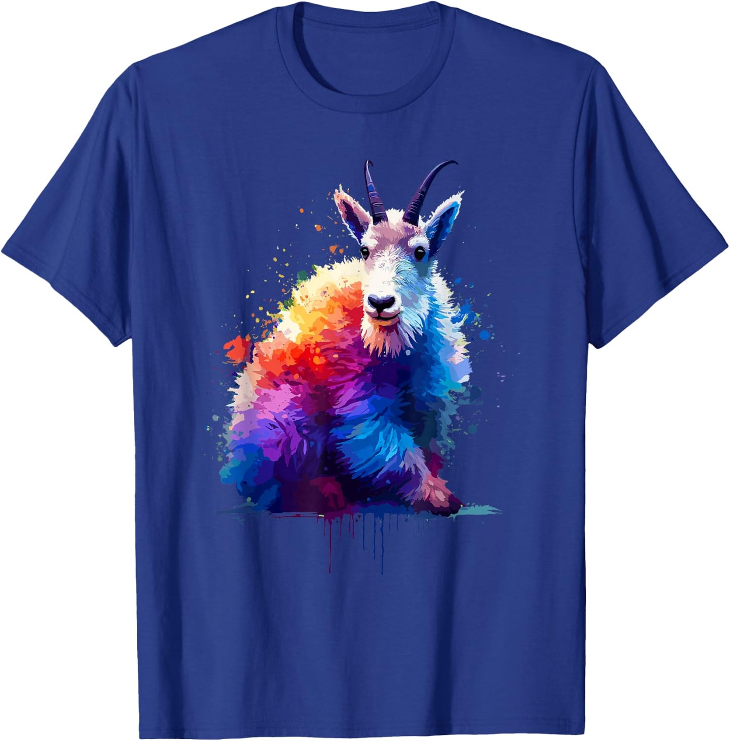 Splash Art Mountain Goat Goats T-Shirt - T-Shirt | Royal