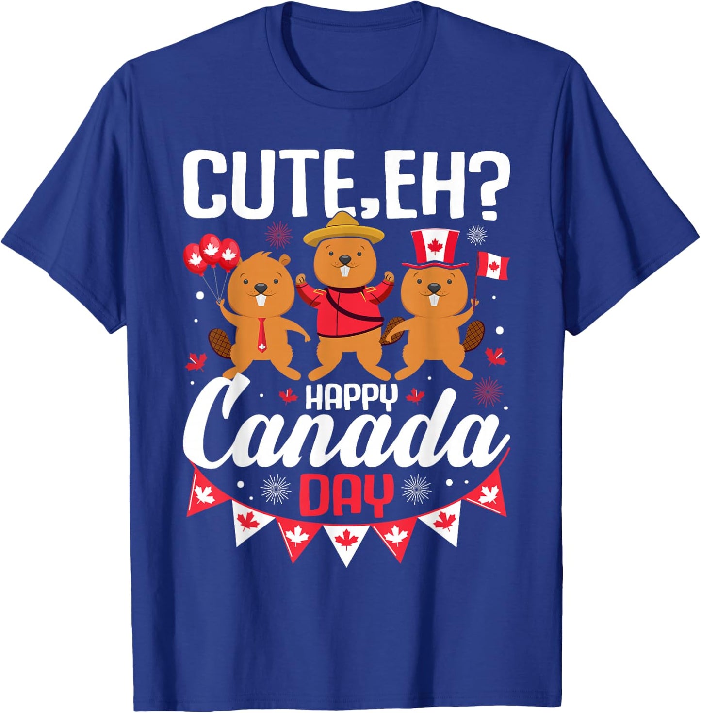 Cute Eh Happy Canada day Flag for Boys girls Kids Toddler T-Shirt - T-Shirt | Royal