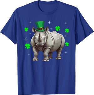 Irish Shamrock Leprechaun Hat Rhino St Patrick's Day T-Shirt - T-Shirt | Royal