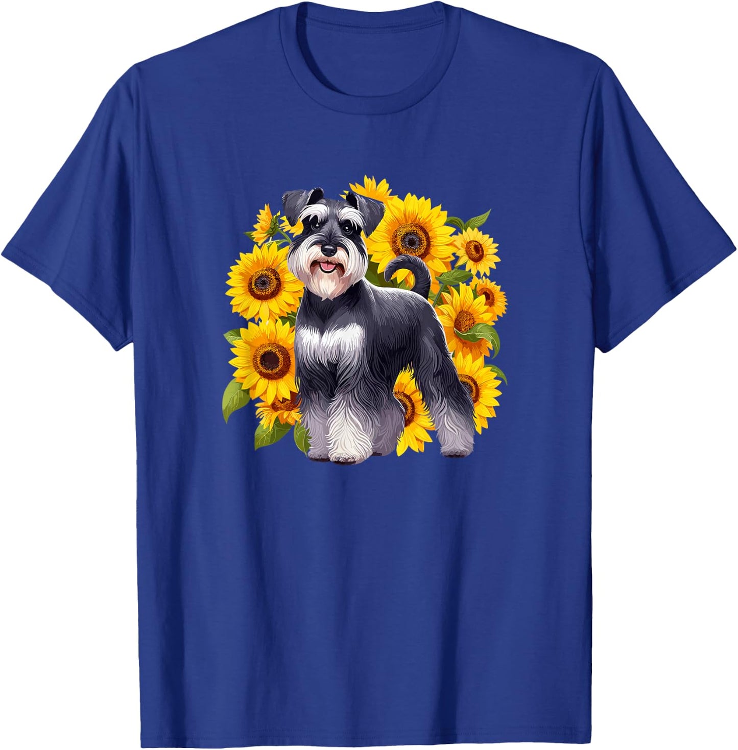 & Girls Sunflowers Flowers Miniature Schnauzer Lover T-Shirt - T-Shirt | Royal