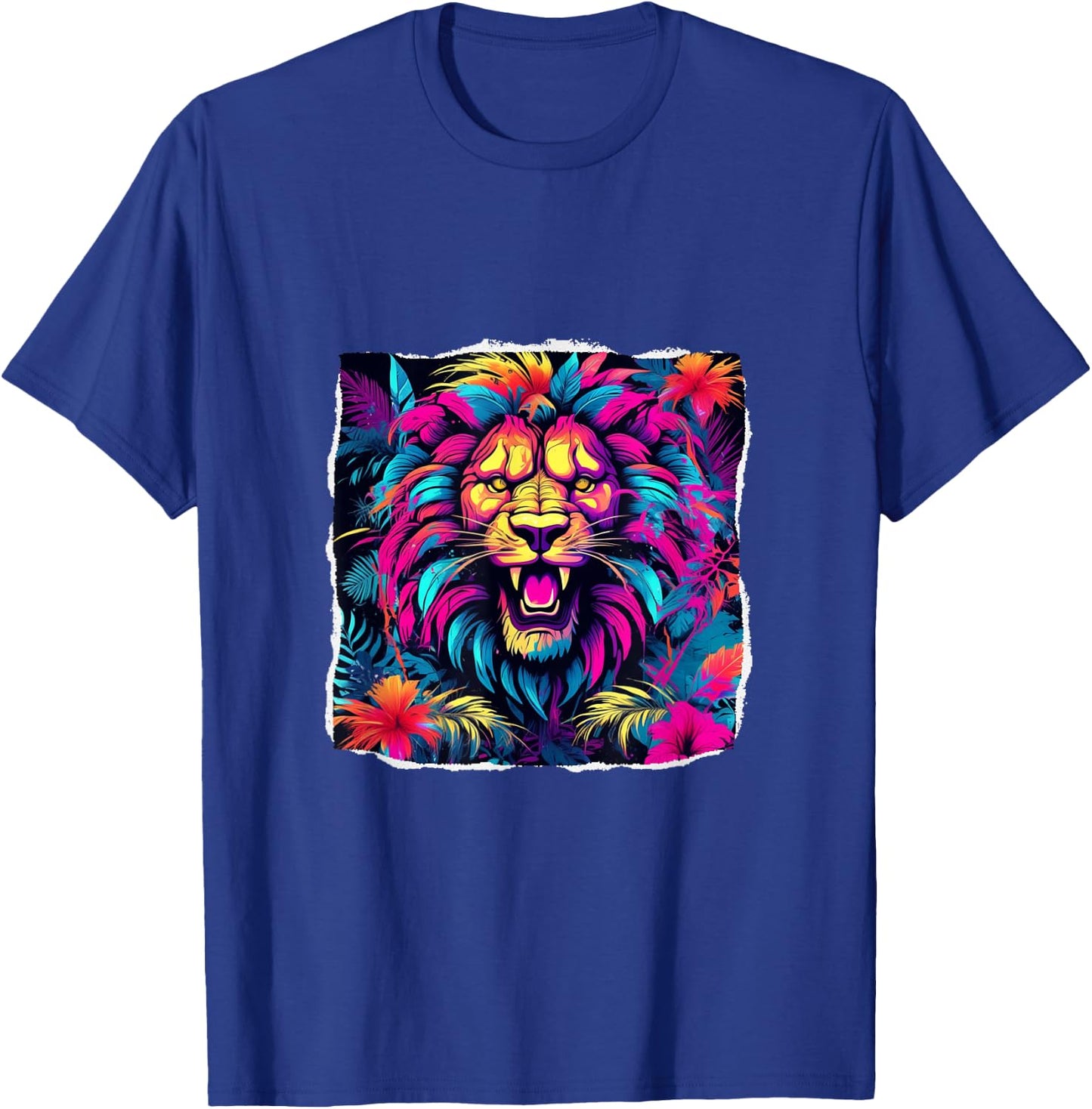 Neon Mane Lion Art: Colorful Jungle Design for All T-Shirt - T-Shirt | Royal