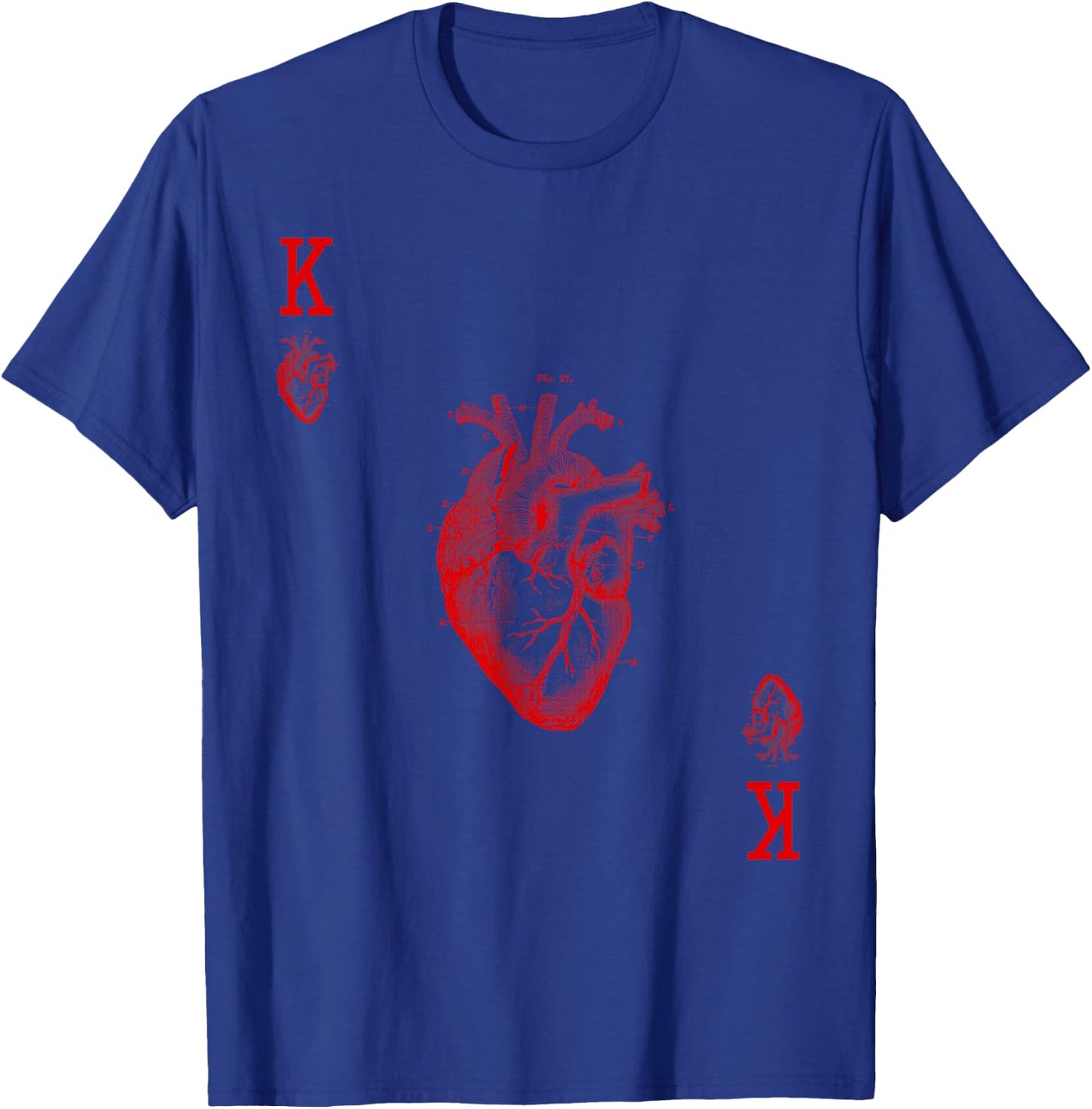 King of Hearts Vintage Crown Engraving Card T-Shirt - T-Shirt | Royal