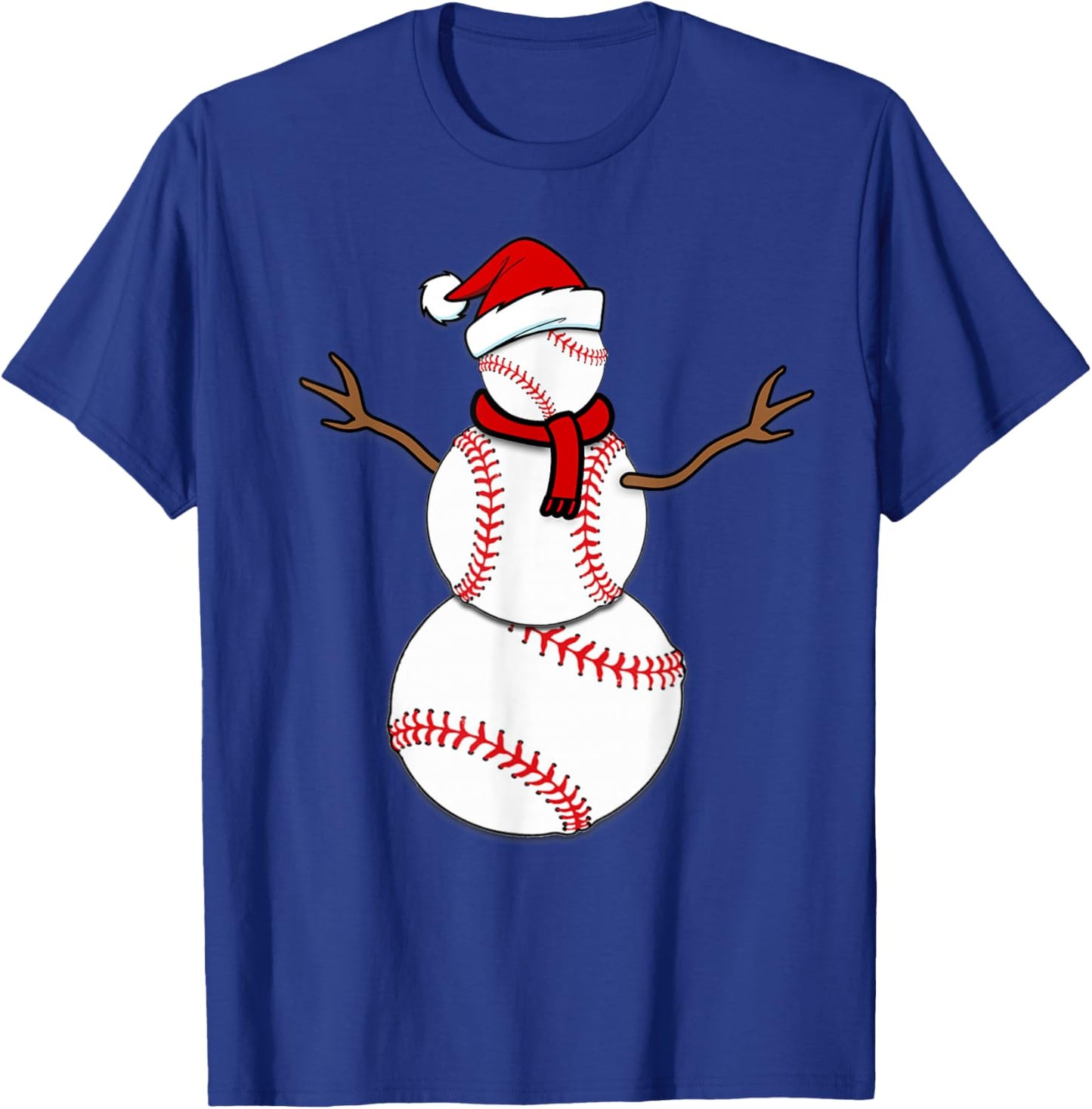 Funny Christmas Baseball Balls Santa Snowman T-Shirt - T-Shirt | Royal