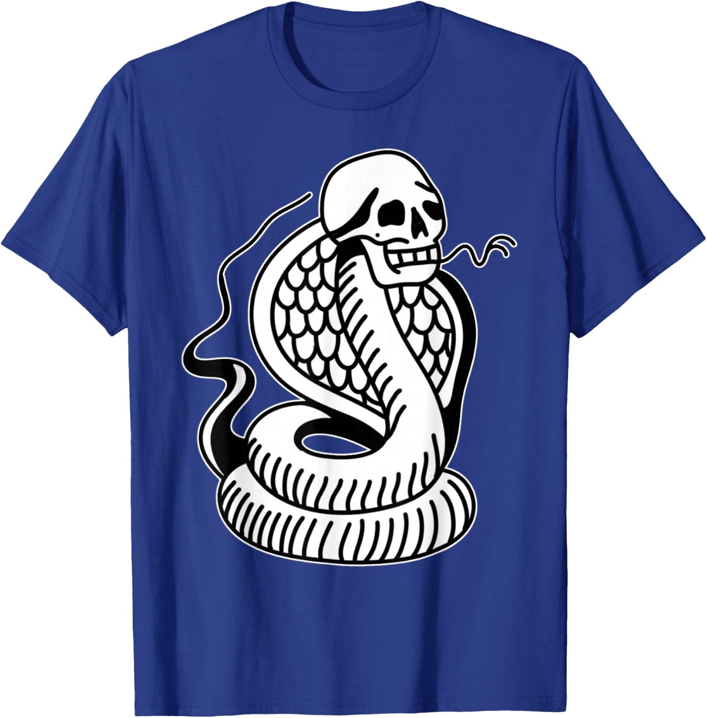 Cobra Snake Skull Blackwork Tattoo Flash T-Shirt - T-Shirt | Royal