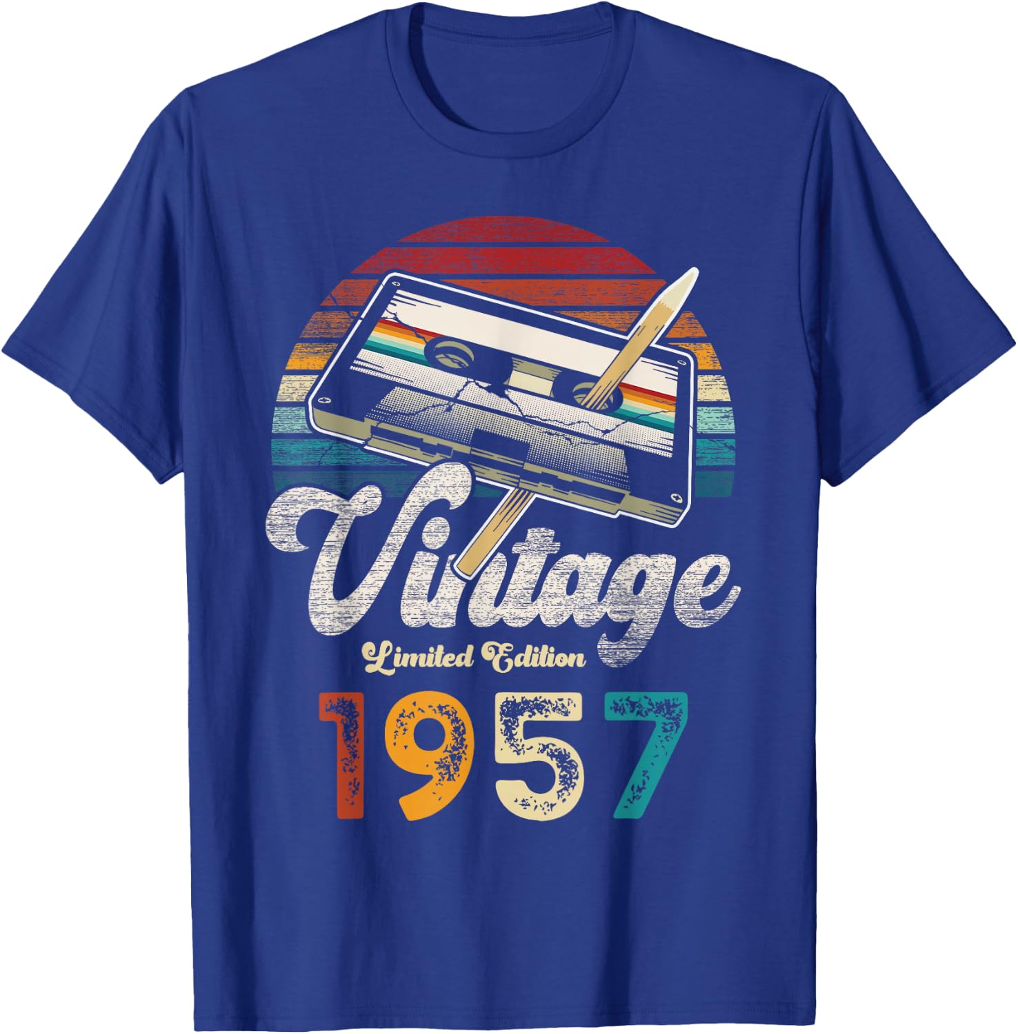 Vintage 1957 Geburtstag 69 Jahre Kassette Bleistift T-Shirt - T-Shirt | Royal